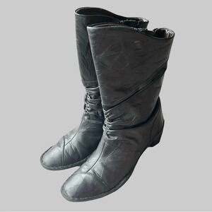 Josef Seibel Black Leather Mid  Calf Boots